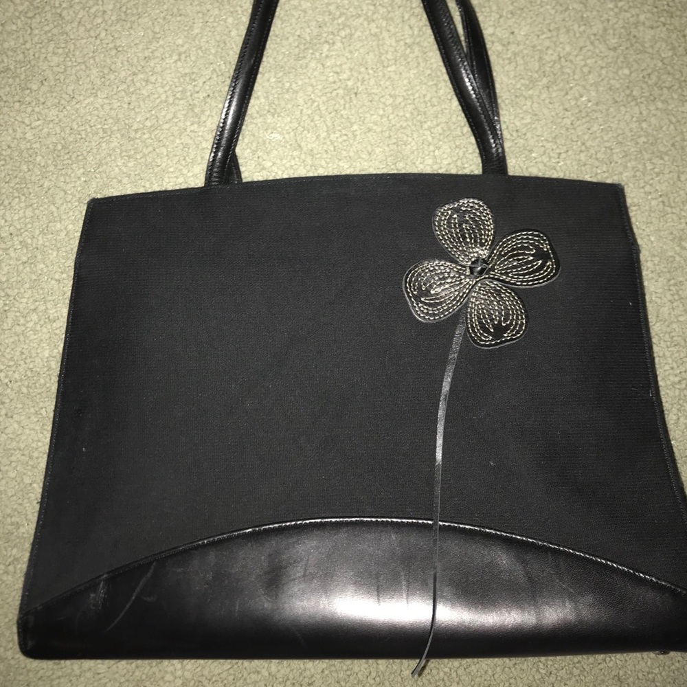 Ann Taylor black handbag with cute flower detail
